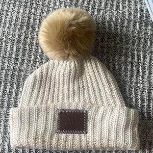 LIKE NEW Love your melon beige POM winter hat